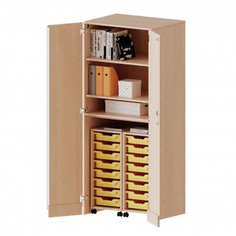 Garagenschrank OH,ne Sockel, 5 OH, 2 Container mit je 8 flachen Boxen, B/H/T 80x190x60cm 